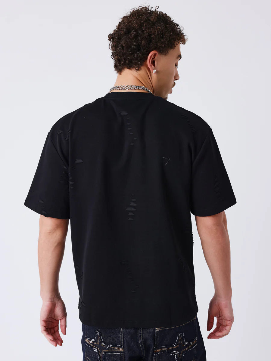 T-shirt effetto strutturato PXP nera