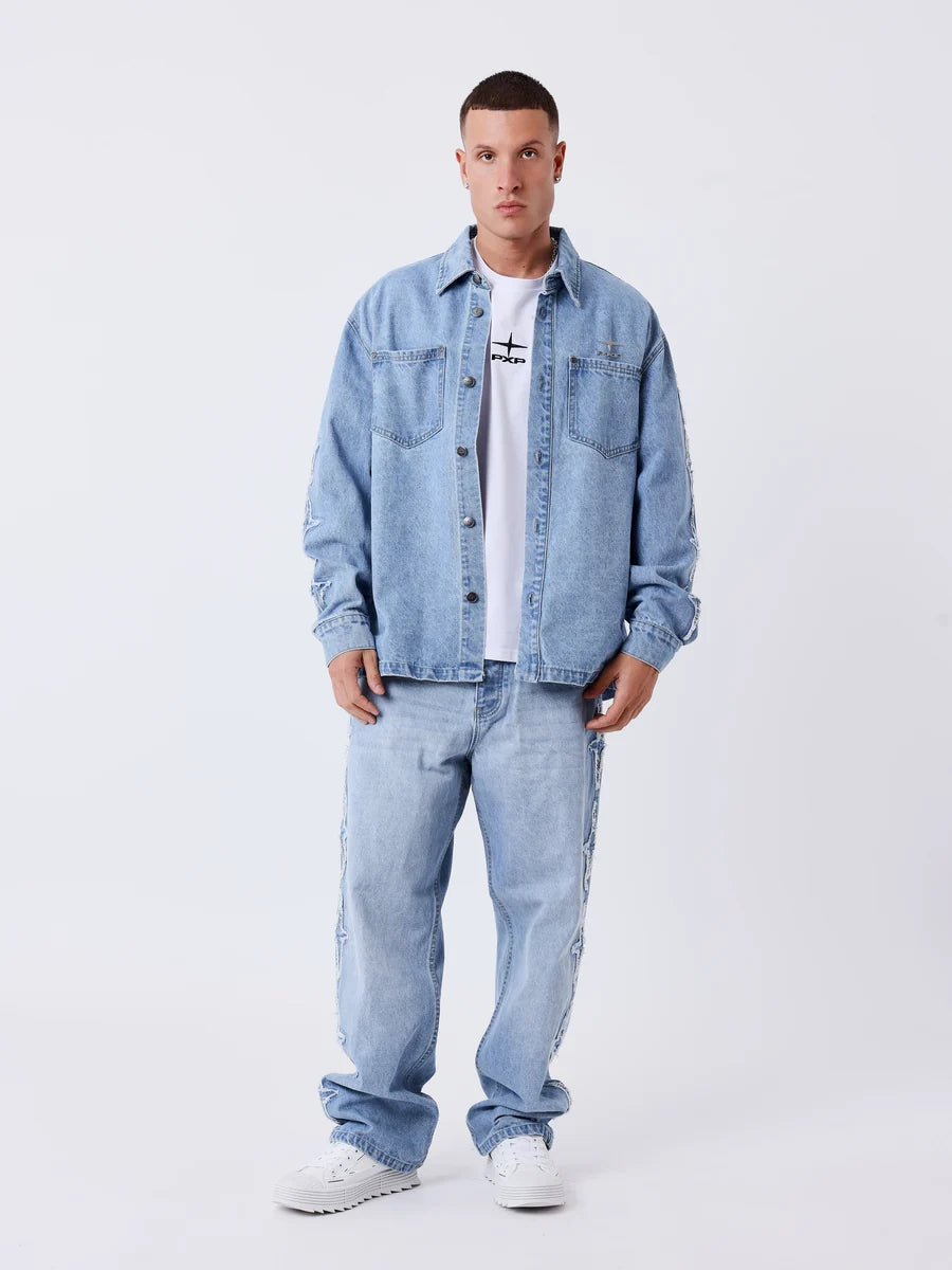Camicia PXP Oversize in denim con inserti polaris