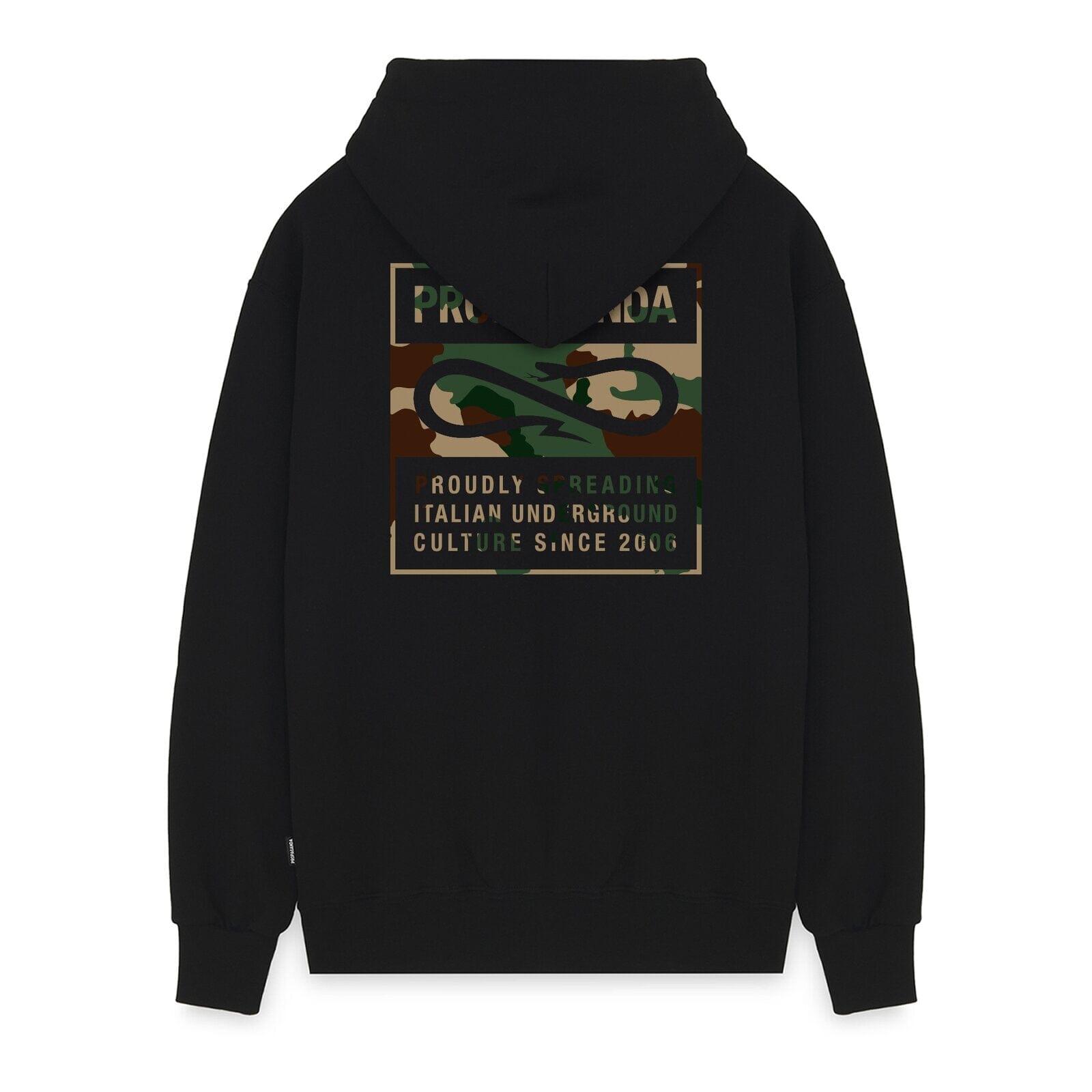 Felpa Zip Propaganda Label Camo Nera