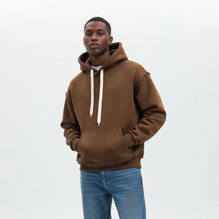 Felpa con cappuccio felpata marrone