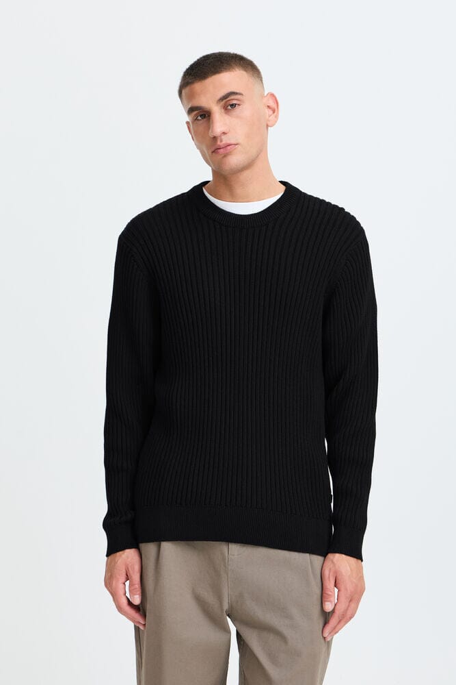 Maglione basico costine nero Solid