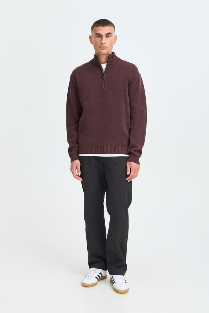 Maglione mezza zip Borgogna Solid