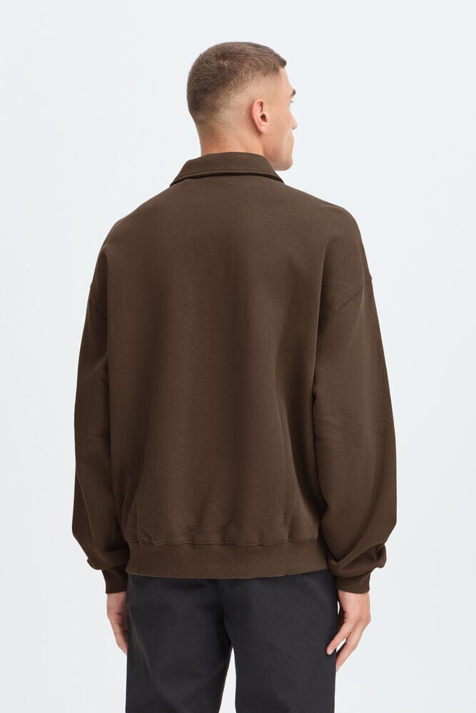 Felpa colletto polo marrone Solid