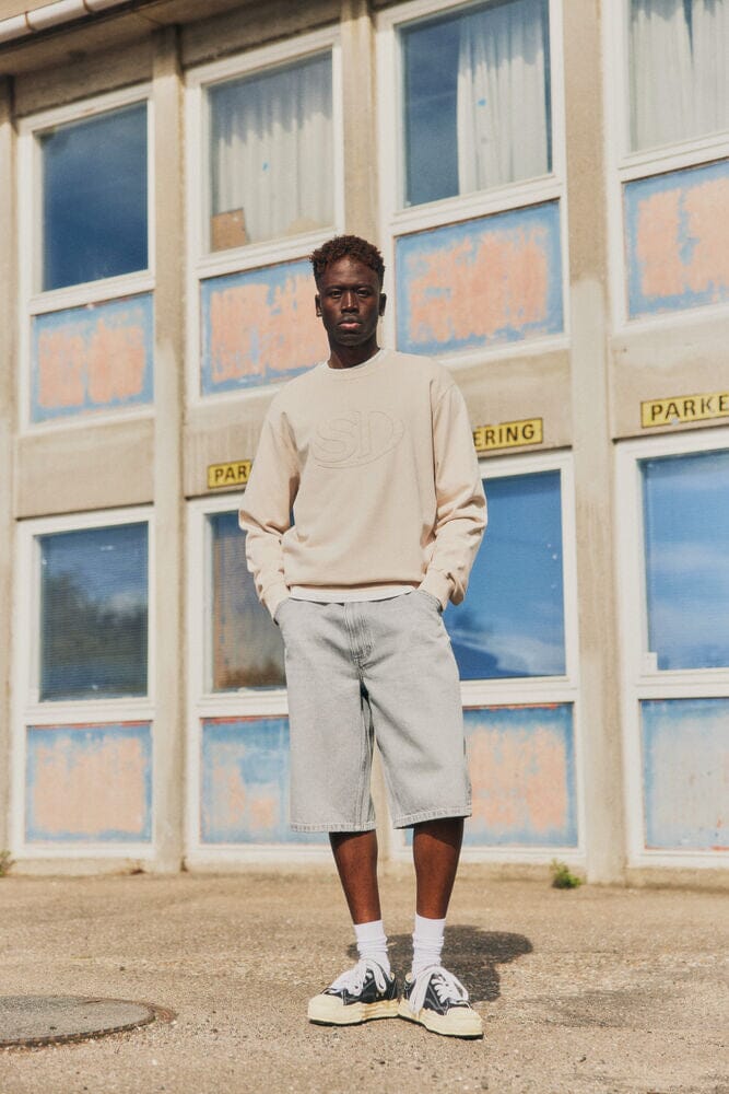 Short in denim washed SOLID