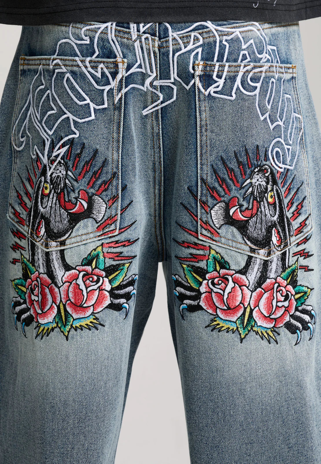 Jeans Ed Hardy Embroidered Panther Relaxed