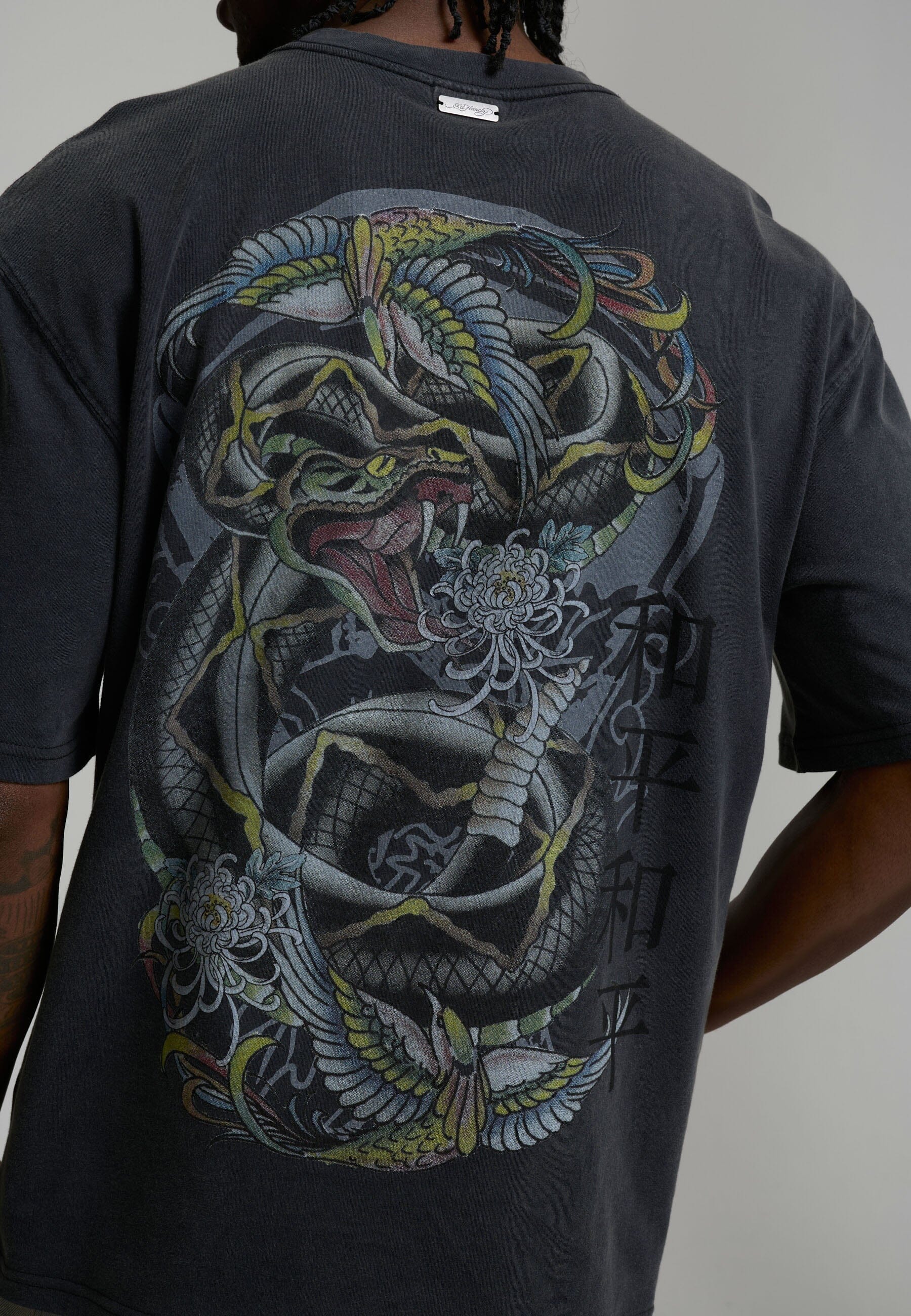T-shirt Ed Hardy Washed Snake Charmer Black