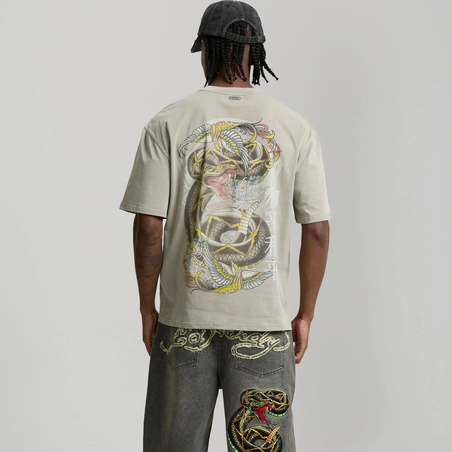 T-shirt Ed Hardy Washed Snake Charmer Green