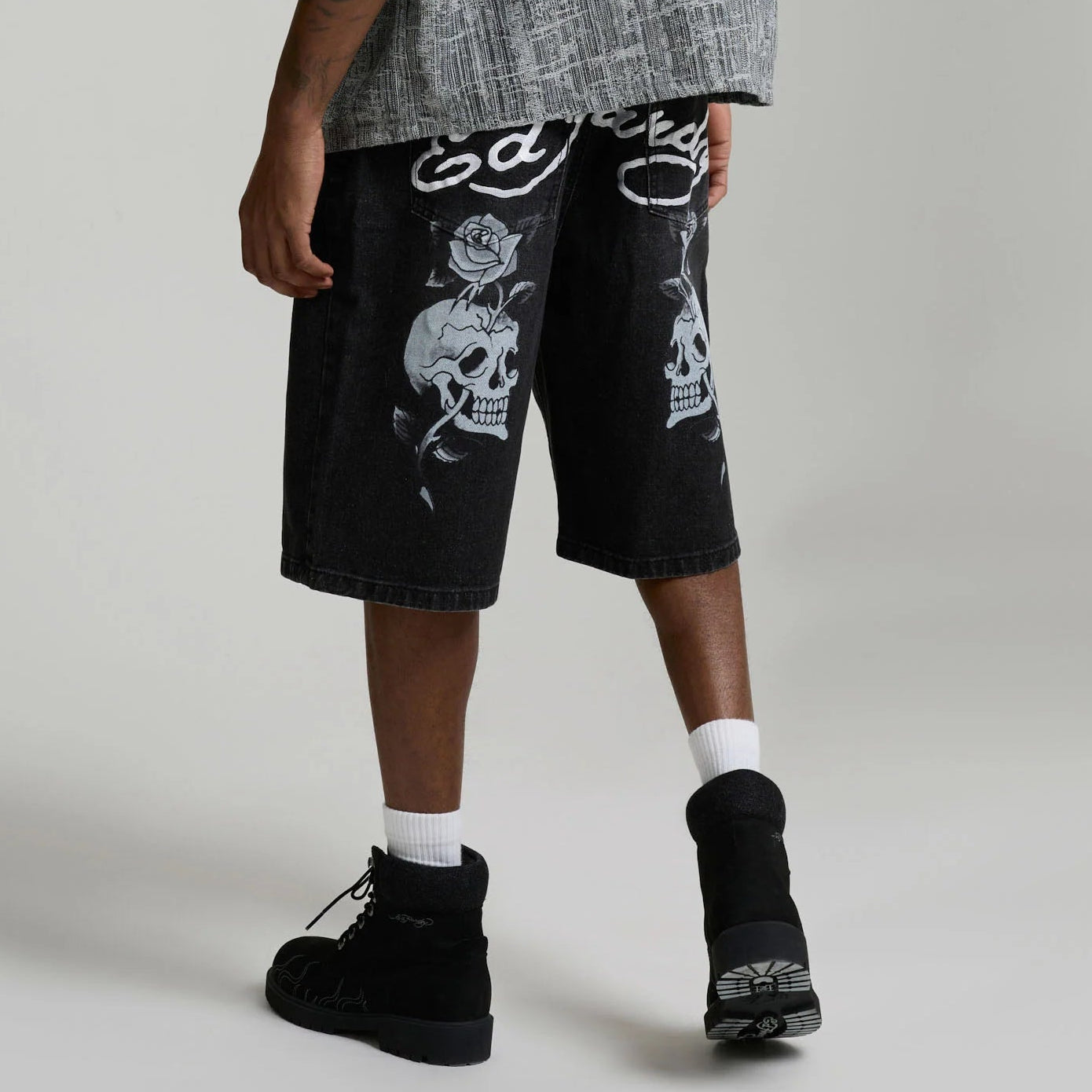 Short Ed Hardy Skull Rose