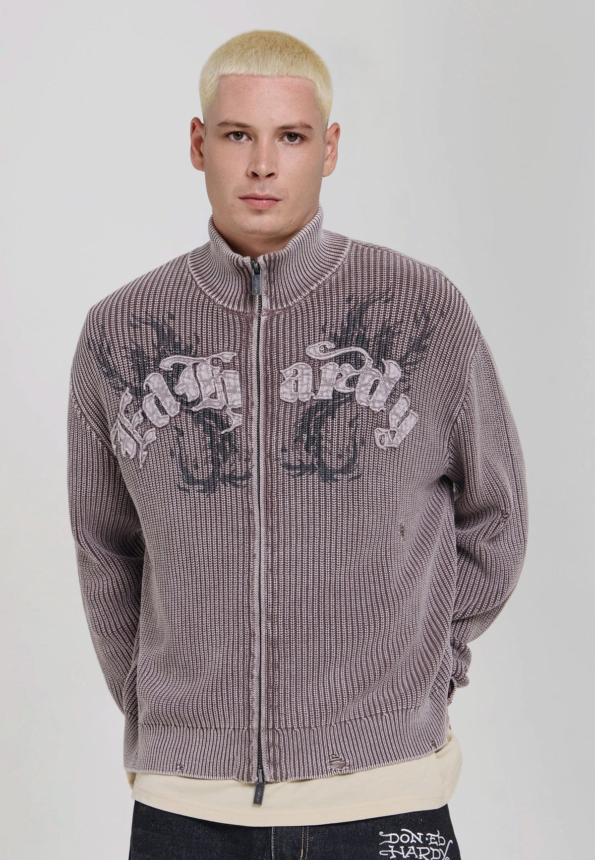Maglione zip Knitted Jumper Ed Hardy Marrone