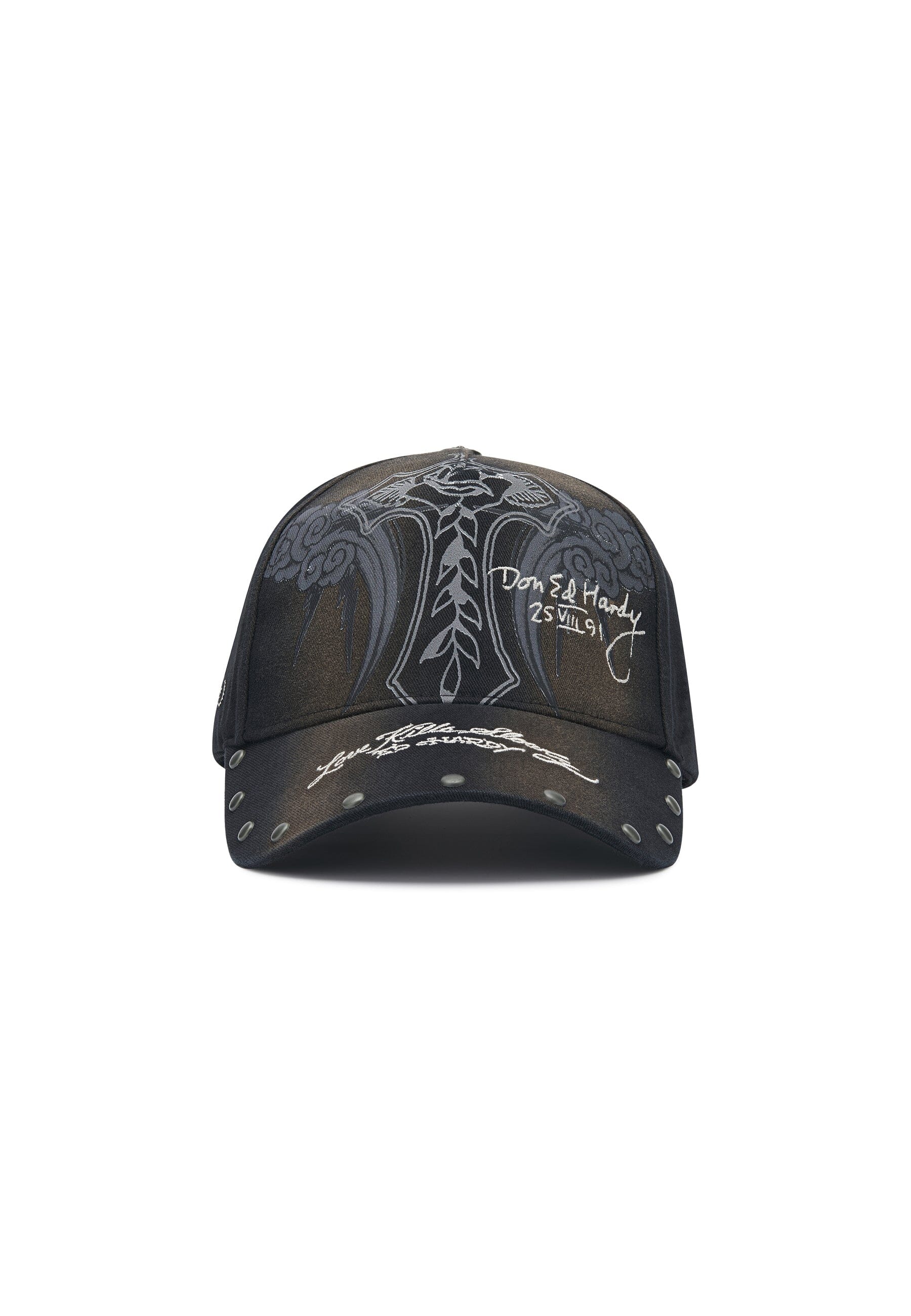 Cappello Ed Hardy Storming Rose Washed 5 Panel Trucker Cap - Black