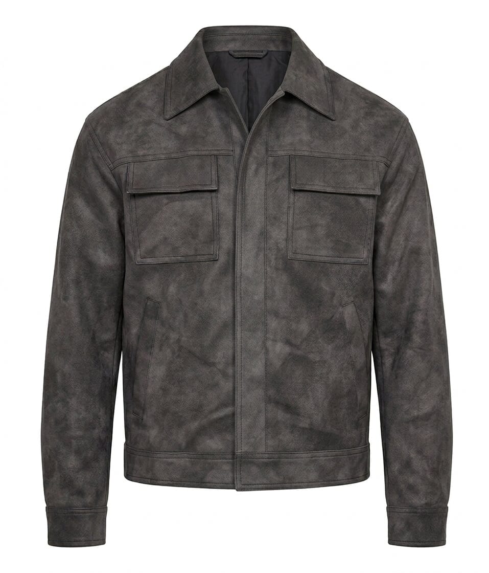 Giubbotto in Ecopelle Antracite Nuvolato