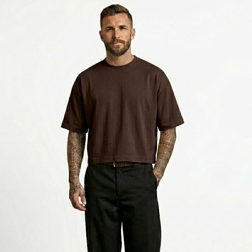 T-shirt Crop Basic Marrone