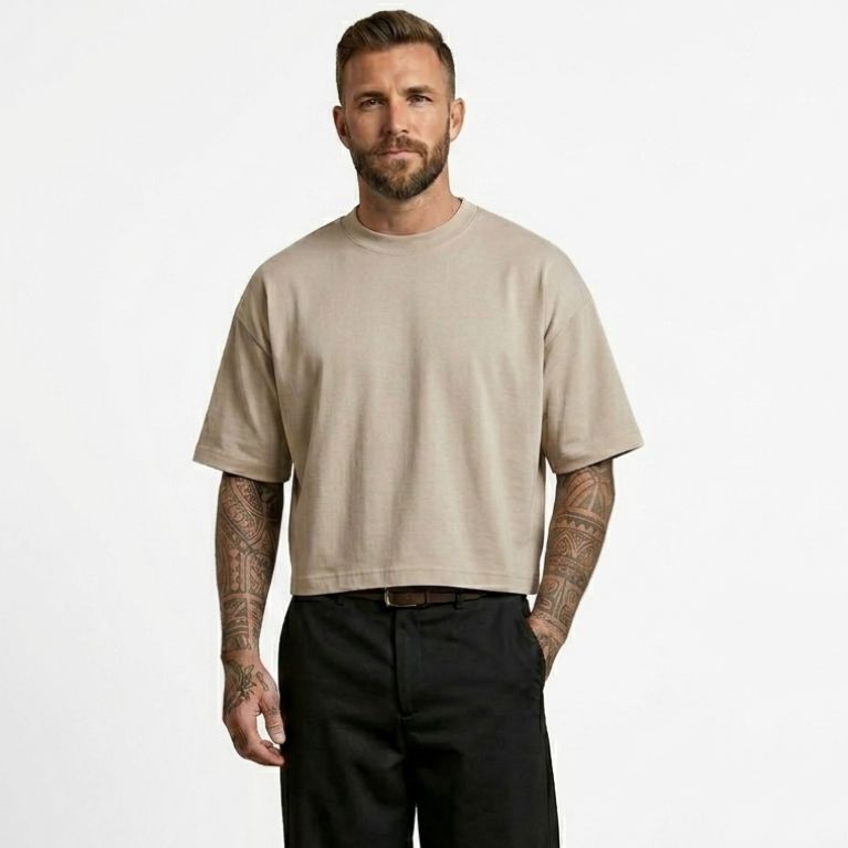 T-shirt Crop Basic Sabbia