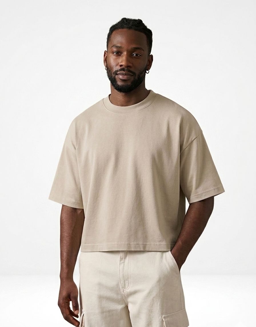 T-shirt Crop Basic Sabbia