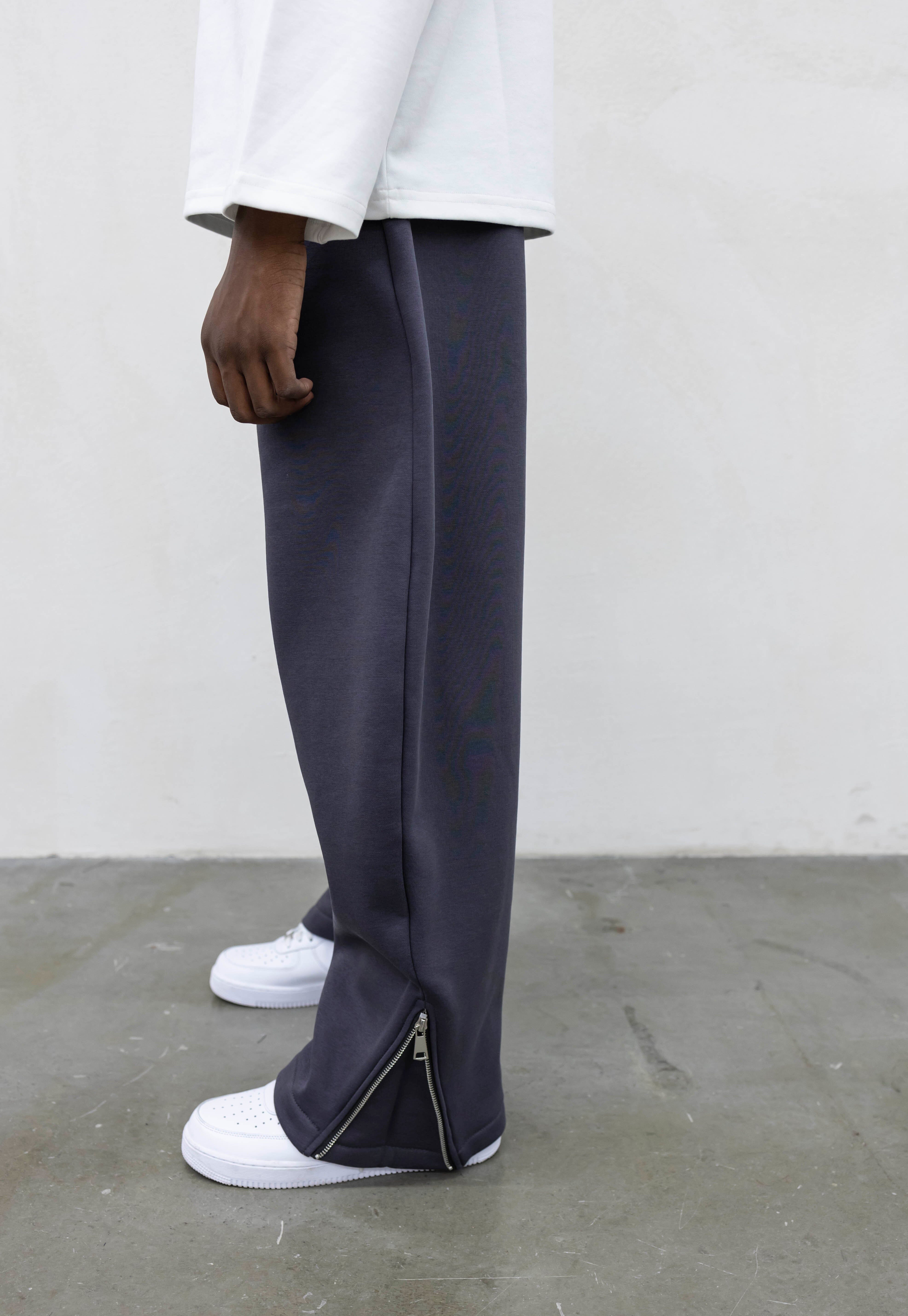 Pantalone Tuta Balloon con Zip Regolabile Piombo