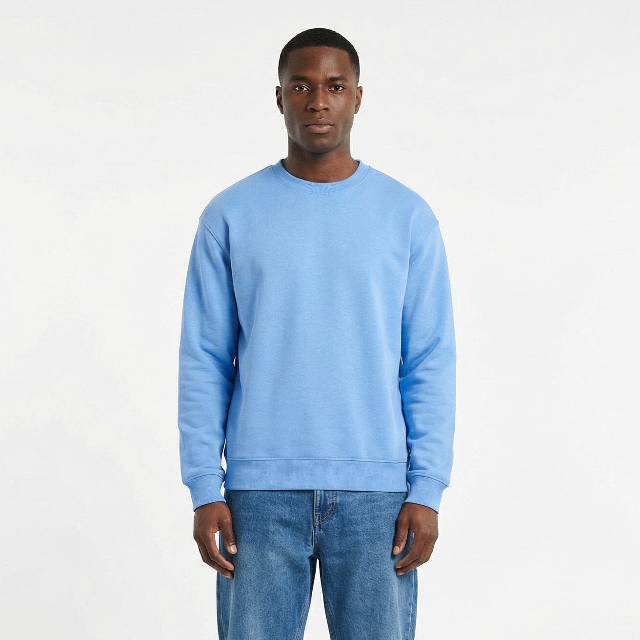Felpa SOLID girocollo basic celeste