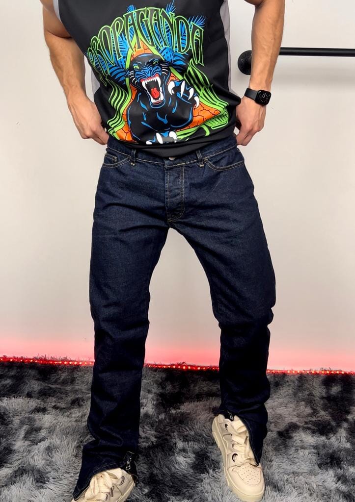 Pantalone di Jeans zip distruct denim scuro - EFFEMME EXCLUSIVE LAB