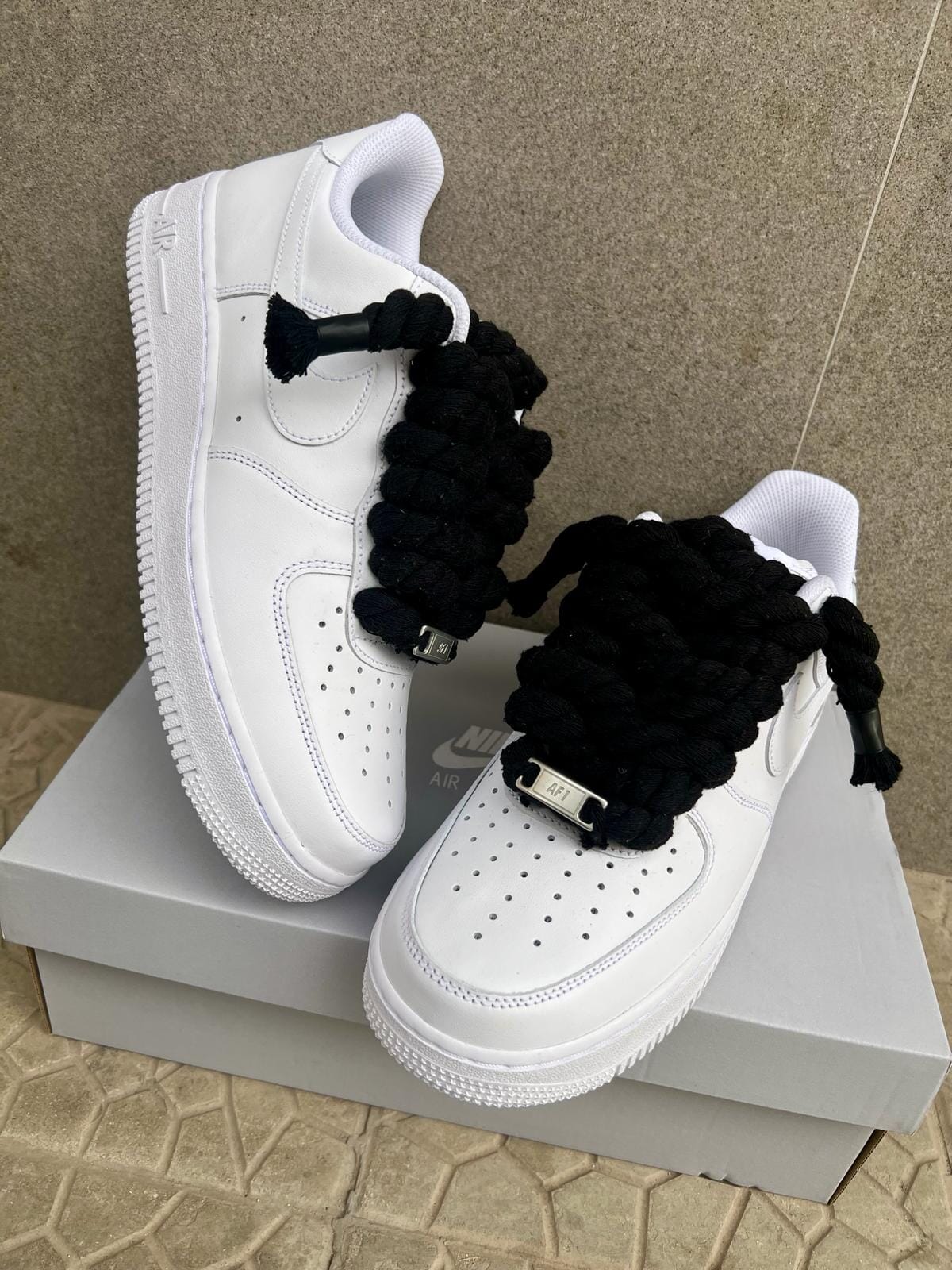 Nike air force 1 + laccio in corda nera custom
