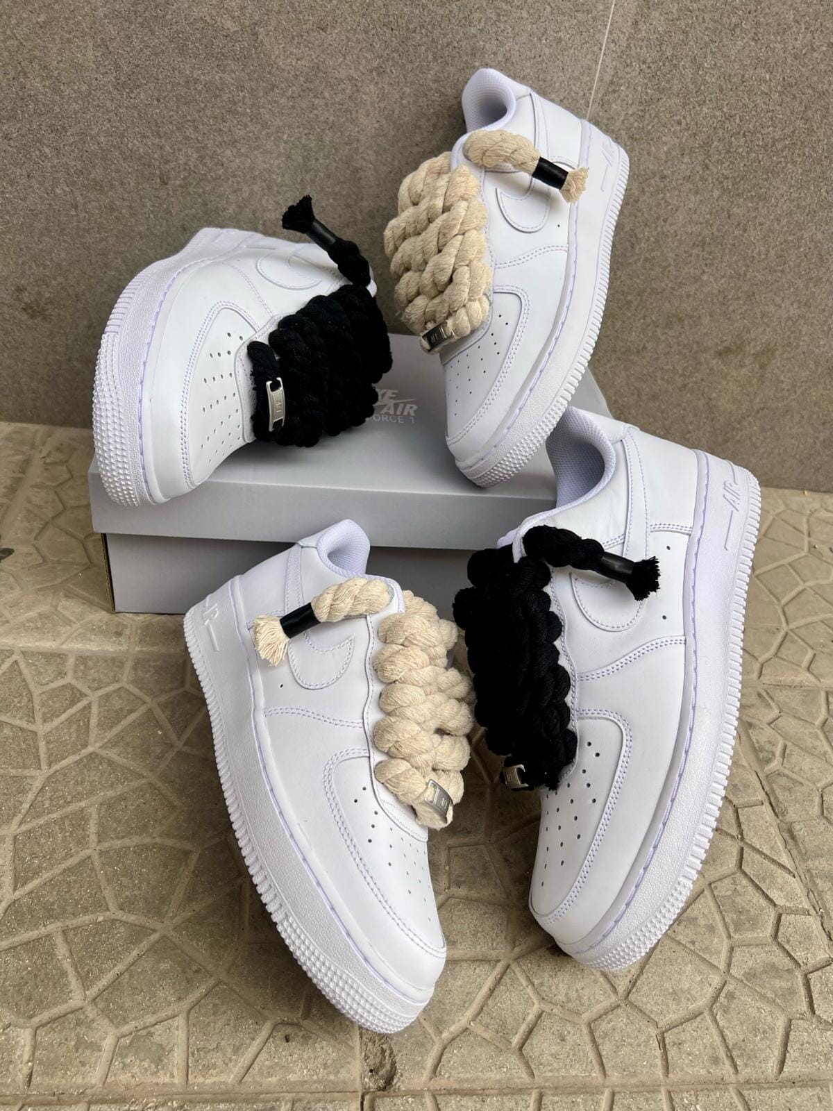 Nike air force 1 + laccio in corda nera custom