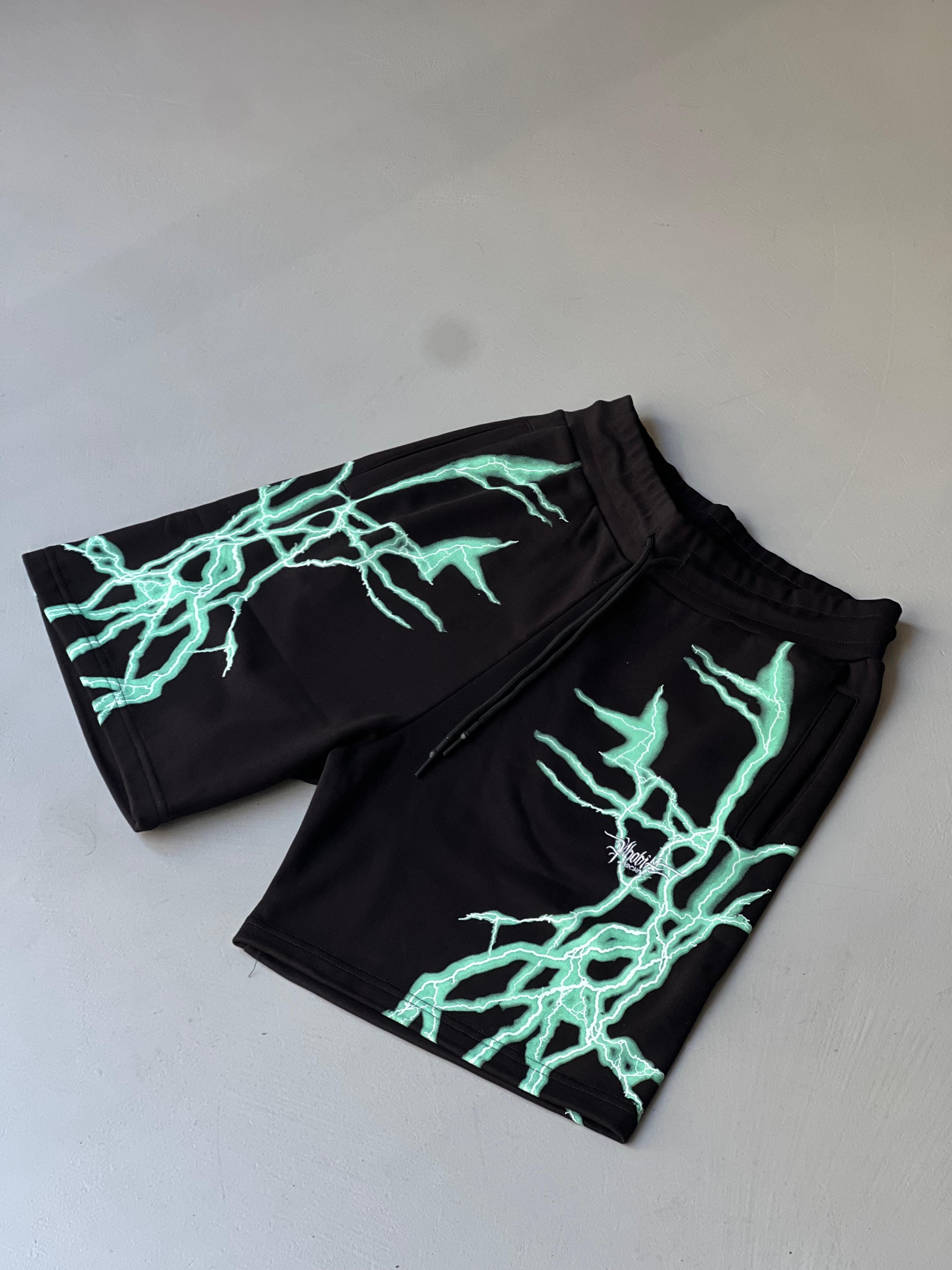 Short Tuta Phobia Nero Fulmini Verdi