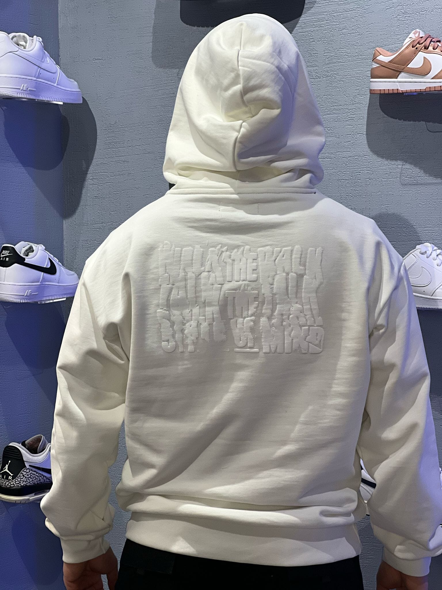 Felpa Cappuccio Mottos 5tate of Mind Total white