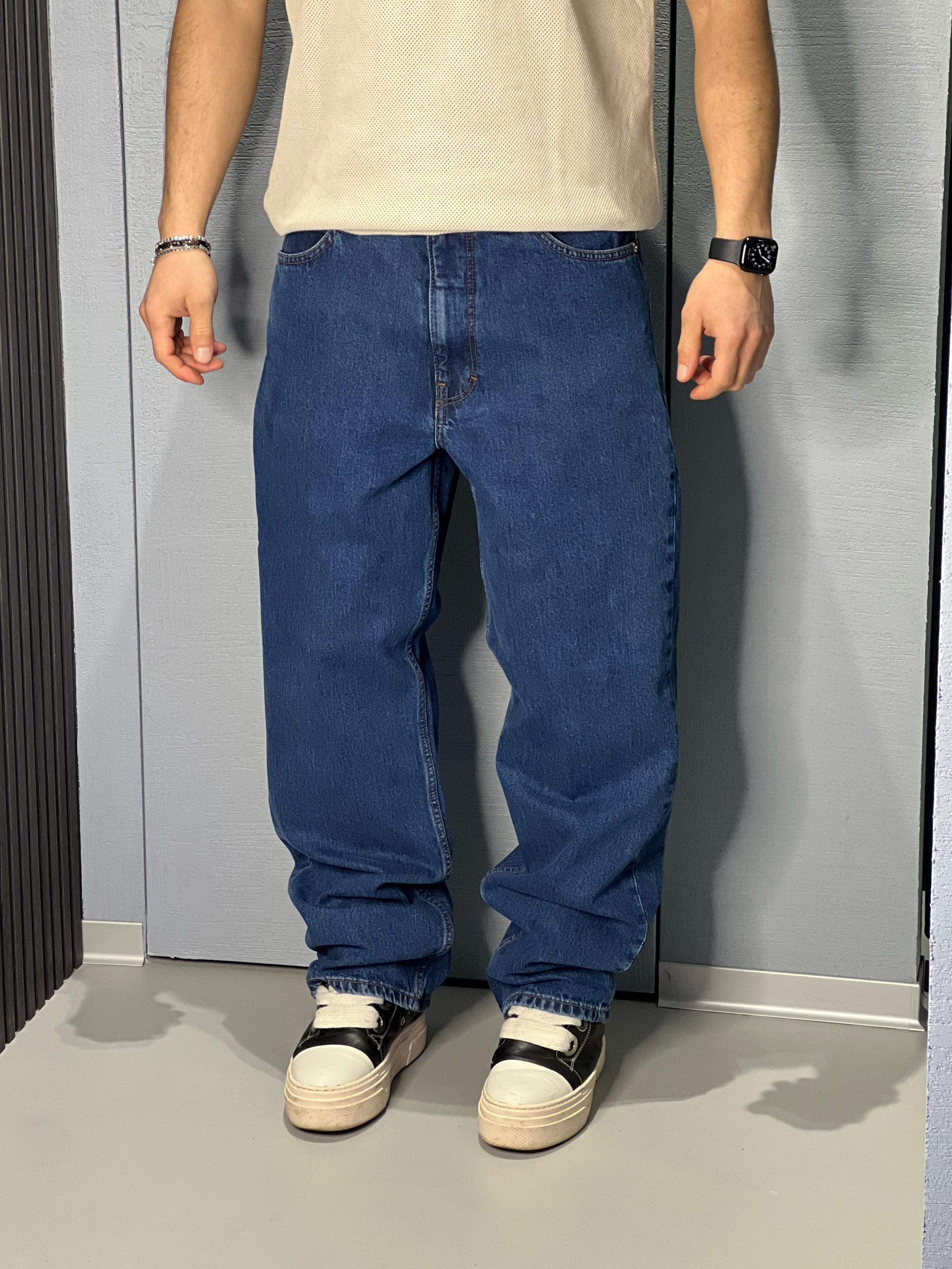 Solid Loosefit Jeans 'TOMMY' in Blu Denim