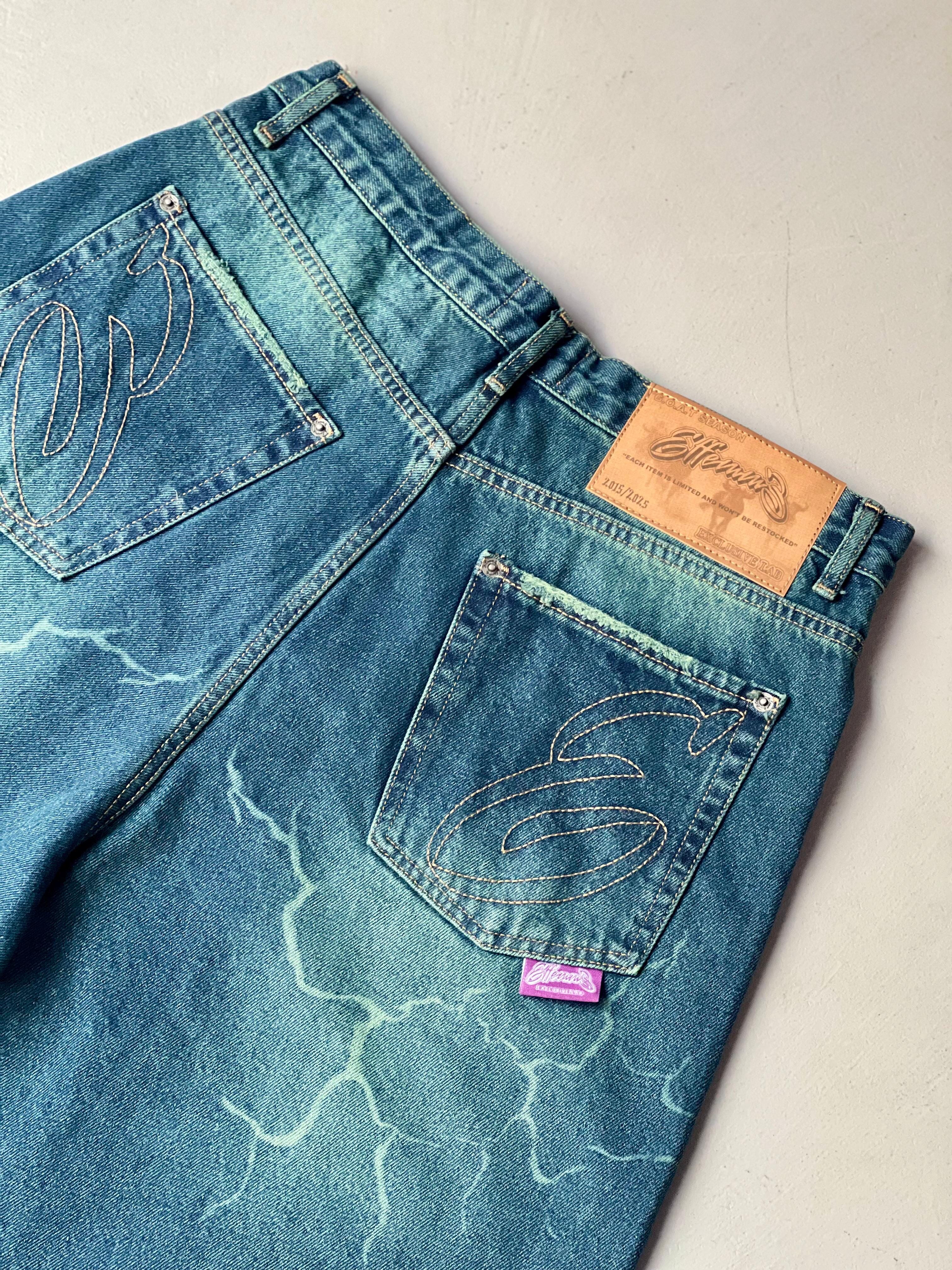 Short Effemme in denim fulmini Goat collection