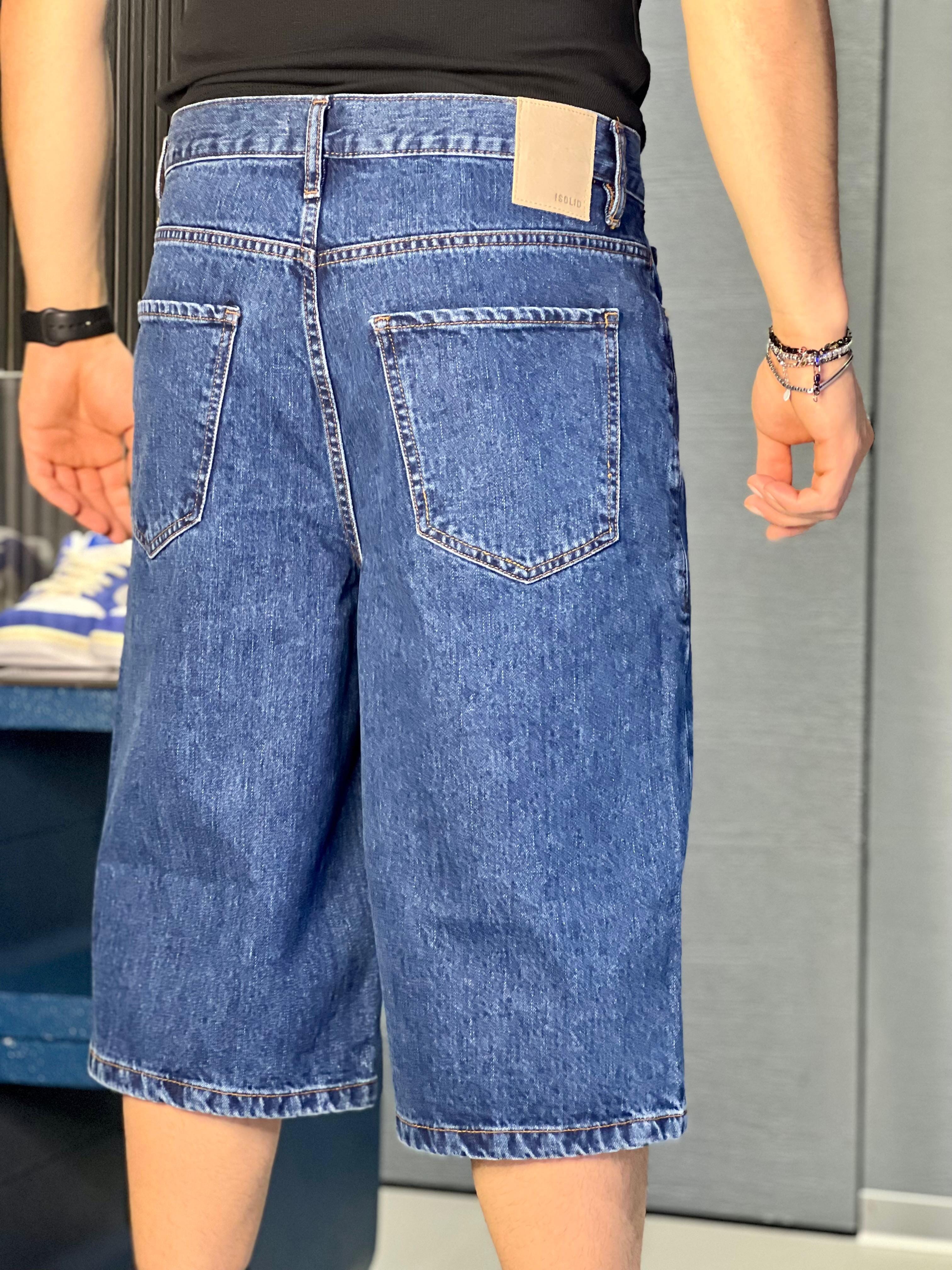 Short Tommy solid denim