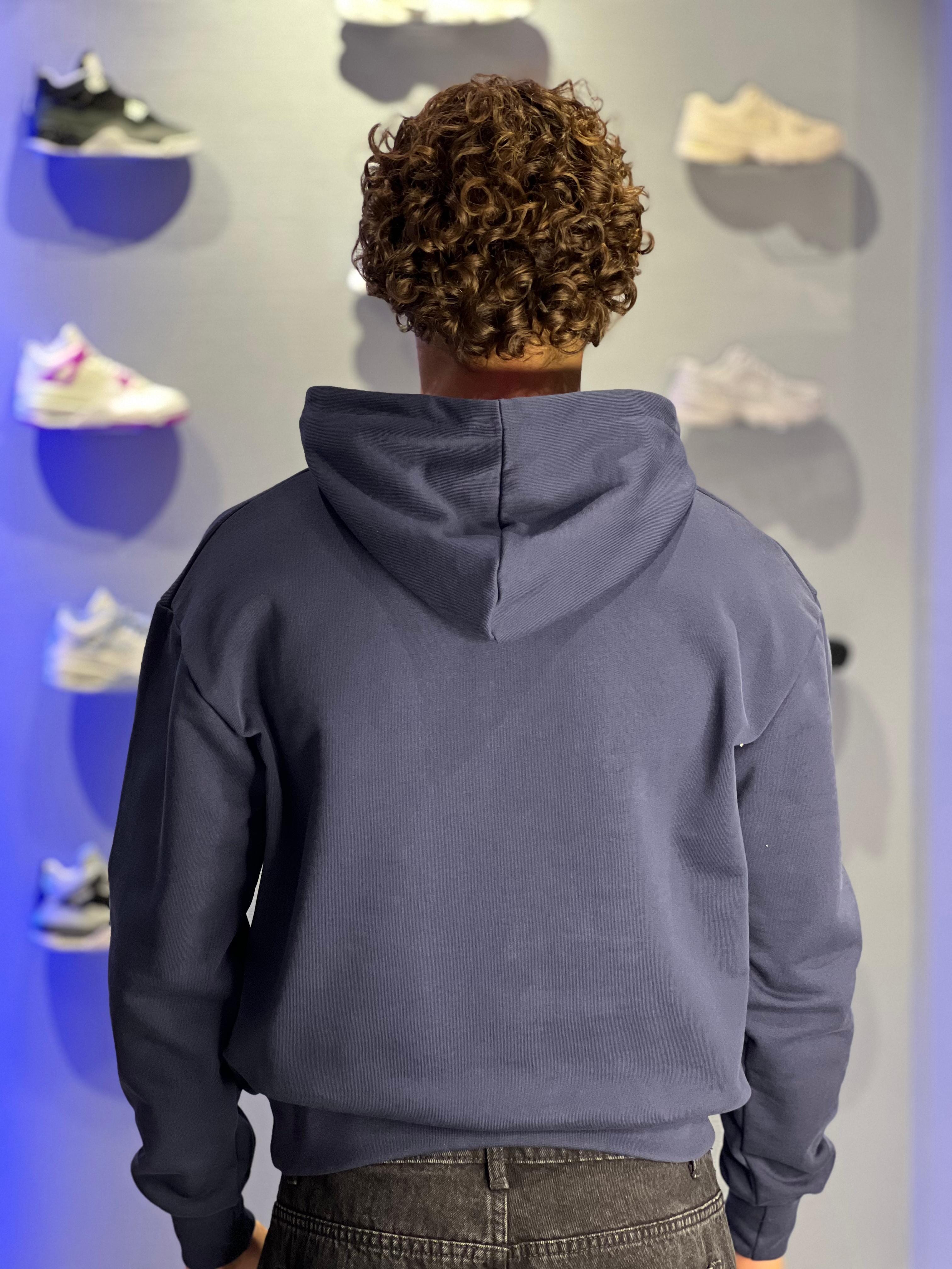 Felpa Capto Boxy Navy cappuccio 100% Cotone Garzato