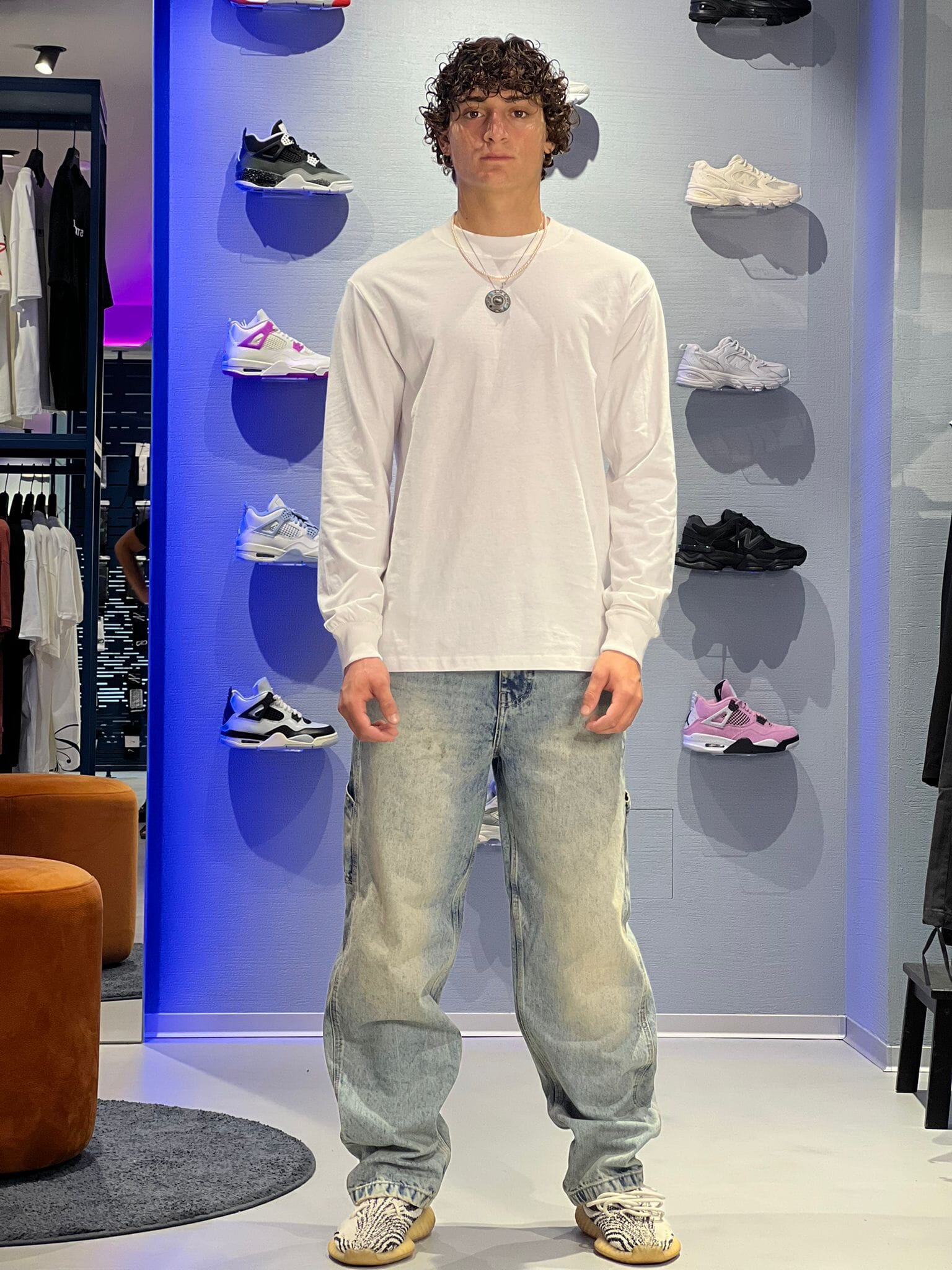 Jeans Solid Cargo Wide Fit – Denim Chiaro Effetto Vintage