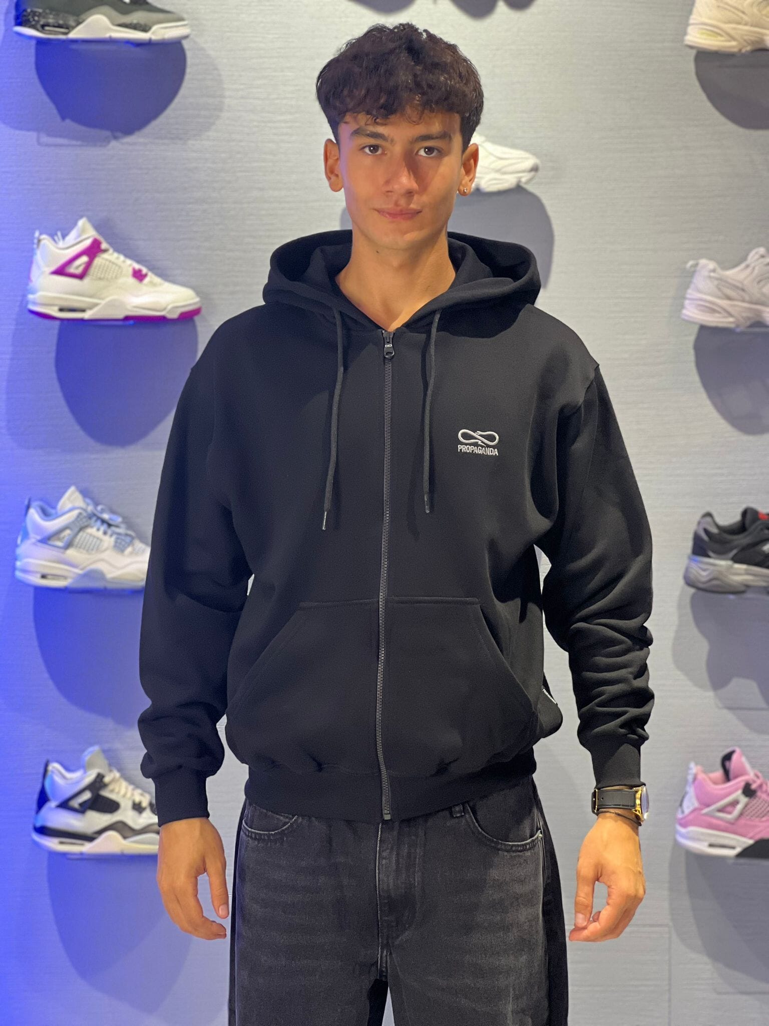 Felpa Propaganda Logo Embroidery Nera