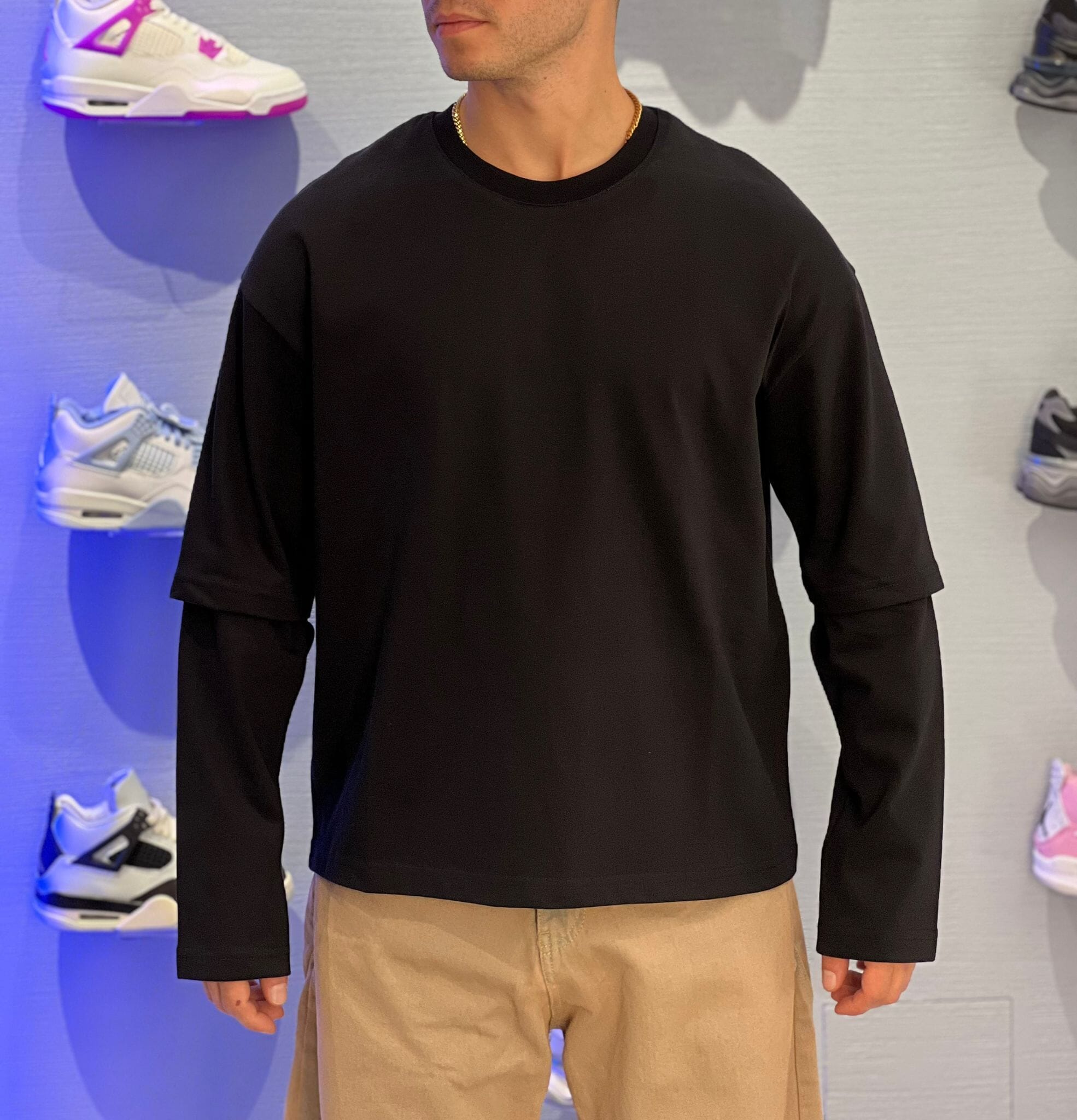 T-shirt doppia manica Nera