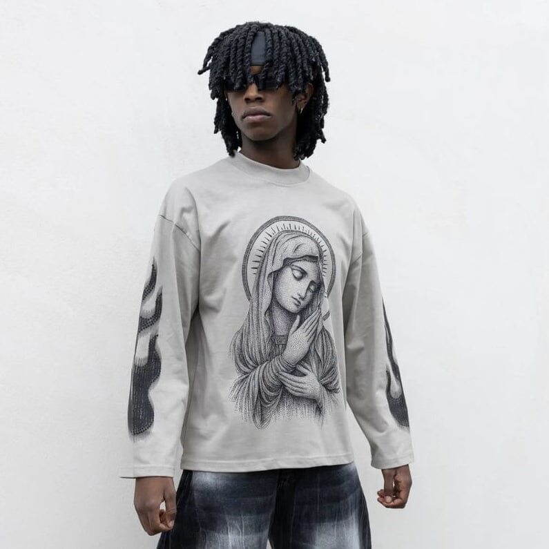 T-shirt Longsleeve Virgin Grigio Cemento