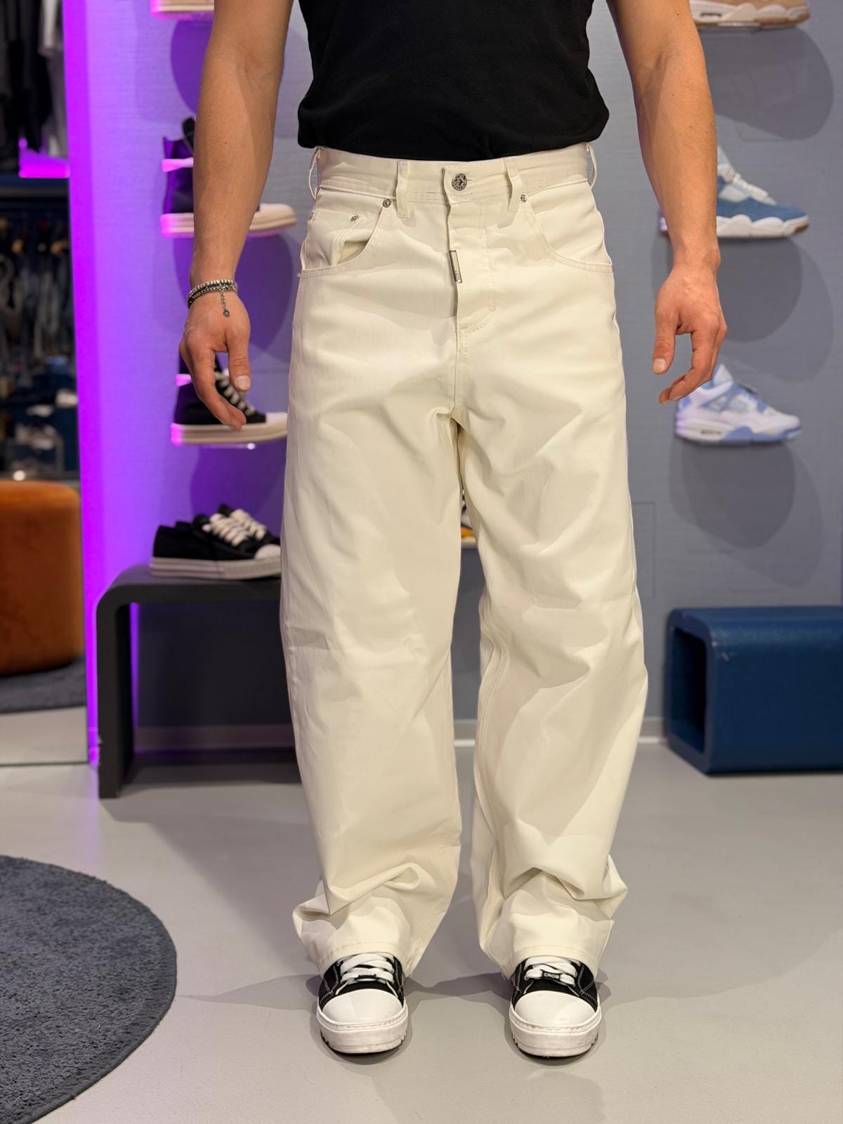 Jeans Baggy Spalmato white Cianotic