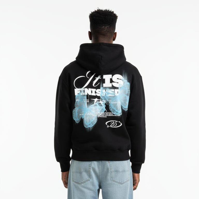 Felpa “Butterfly” – Boxy Fit con Cappuccio Nera