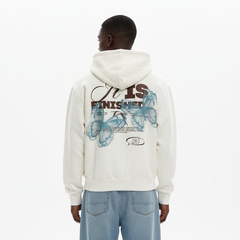 Felpa “Butterfly” – Boxy Fit con Cappuccio Bianca