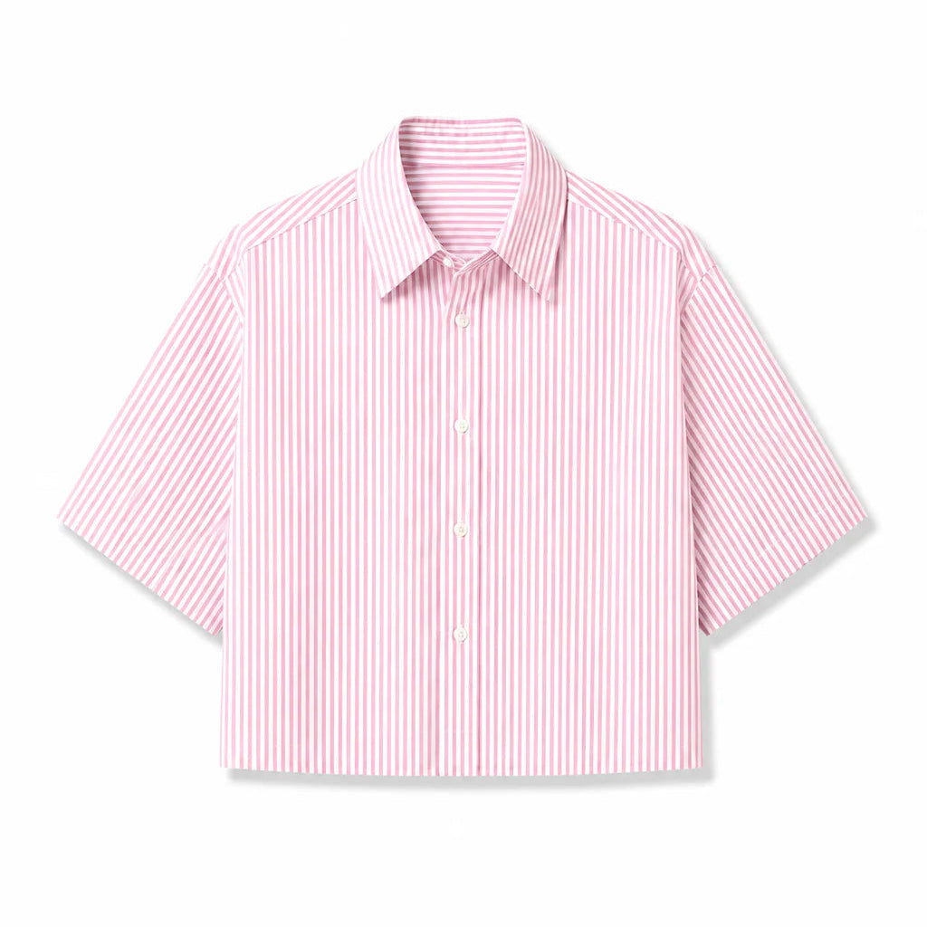 Camicia Boxy Righe Rosa/Bianca