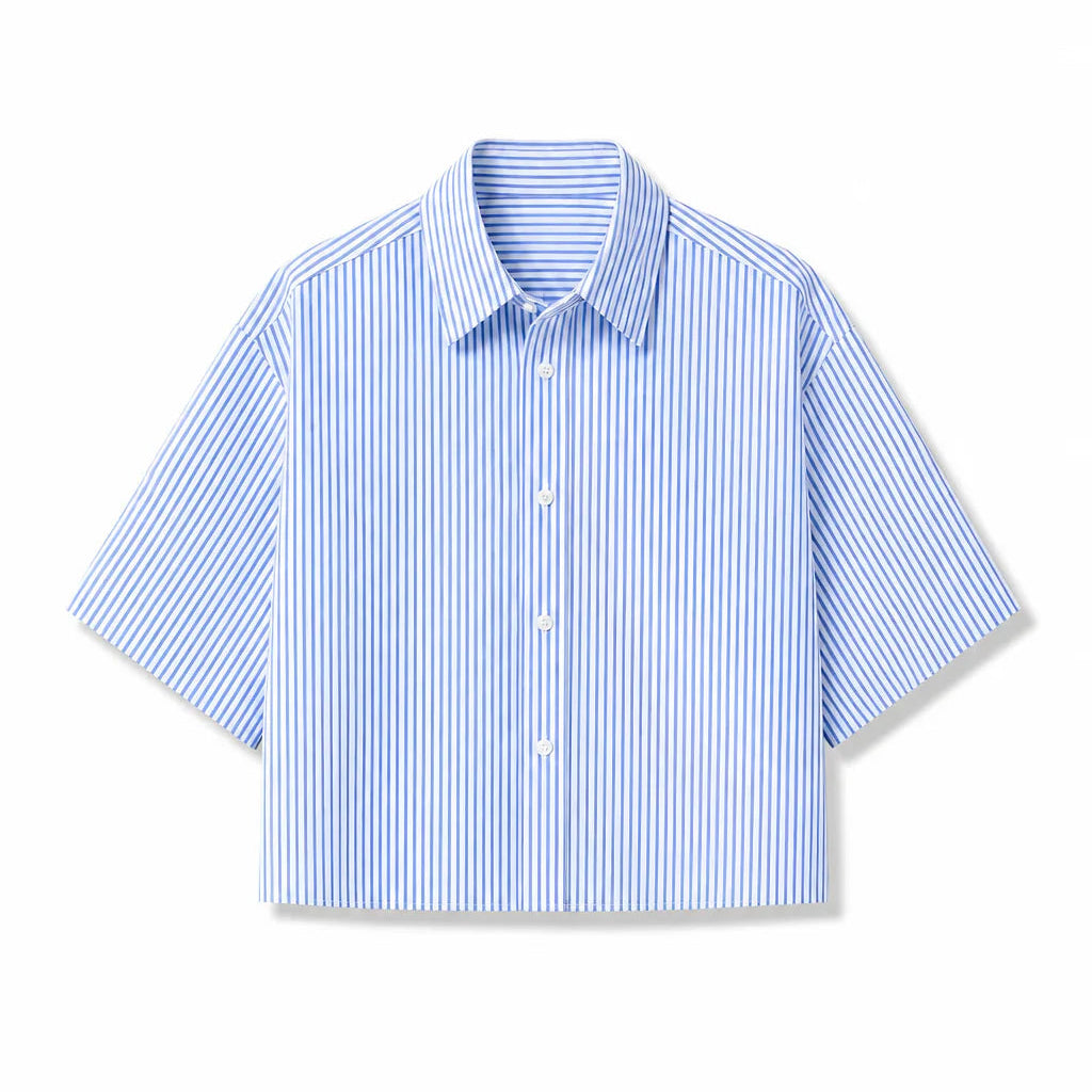 Camicia Boxy Righe Celeste/Bianca