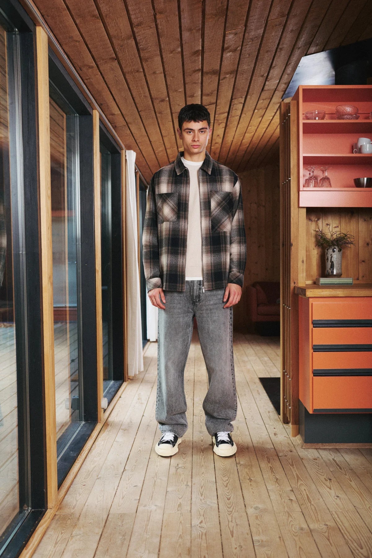 Camicia Solid in Flanella con Motivo a Quadri – Uomo