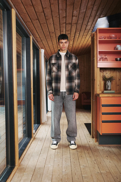 Camicia Solid in Flanella con Motivo a Quadri – Uomo