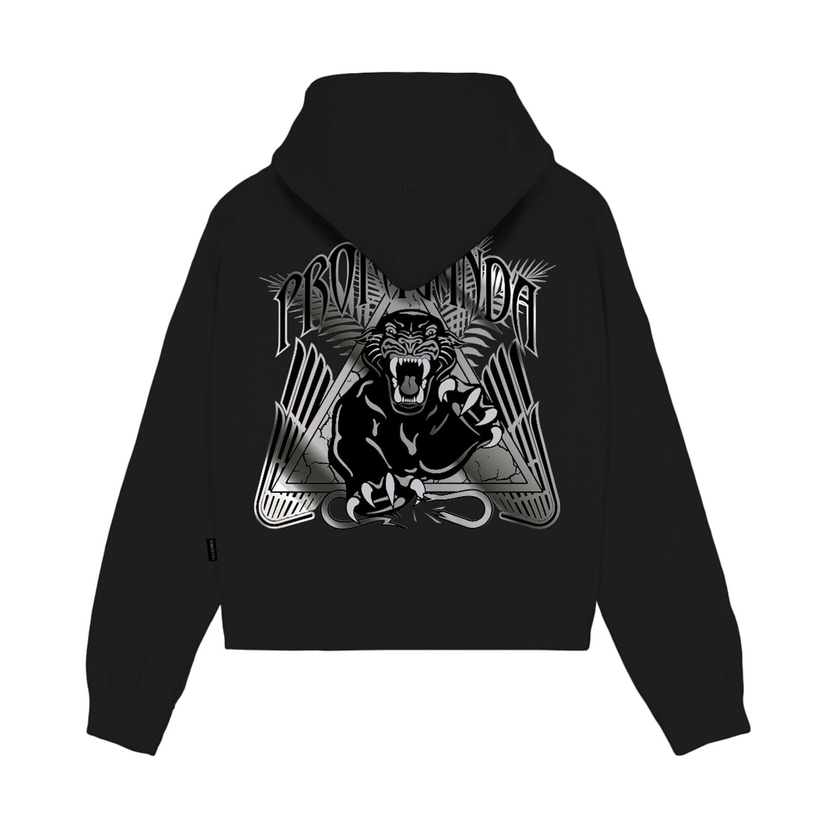 Felpa Propaganda Silver Leaf Panther Croptop Hoodie Black