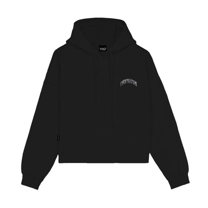 Felpa Propaganda Silver Leaf Panther Croptop Hoodie Black