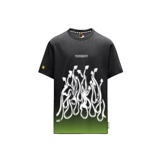 T-shirt Mushroom flame nera/verde