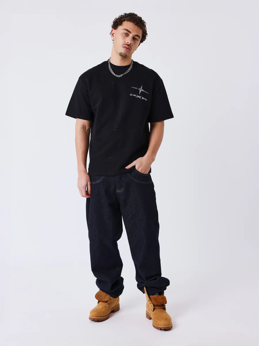 T-shirt effetto strutturato PXP nera