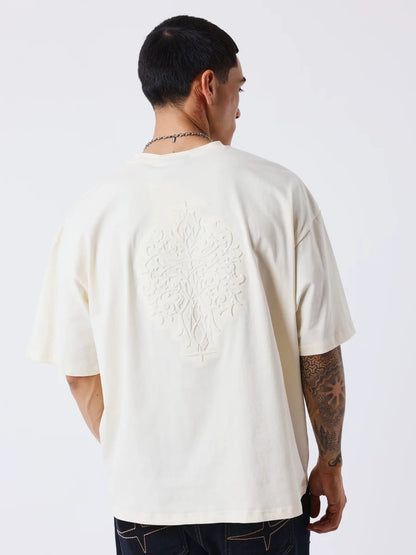 T-shirt PXP con motivo in rilievo Panna