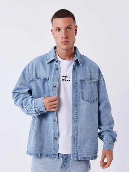 Camicia PXP Oversize in denim con inserti polaris