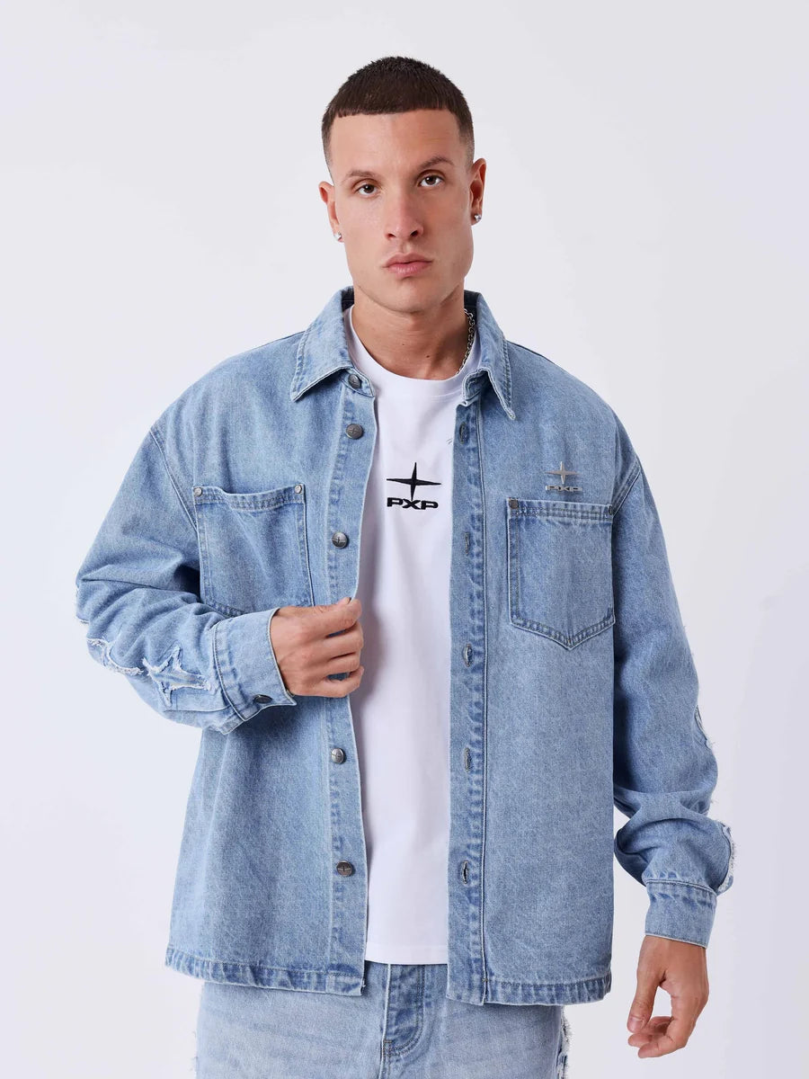 Camicia PXP Oversize in denim con inserti polaris