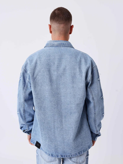 Camicia PXP Oversize in denim con inserti polaris