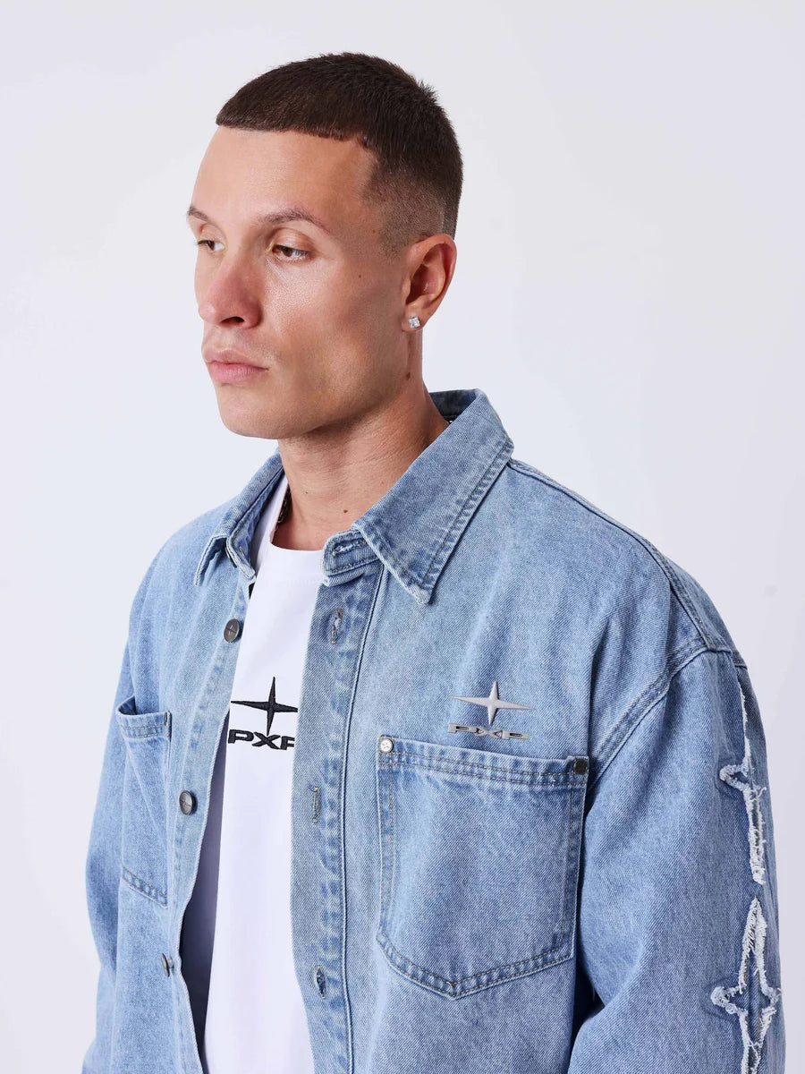 Camicia PXP Oversize in denim con inserti polaris