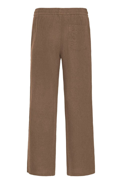 Pantalone in lino marrone SOLID
